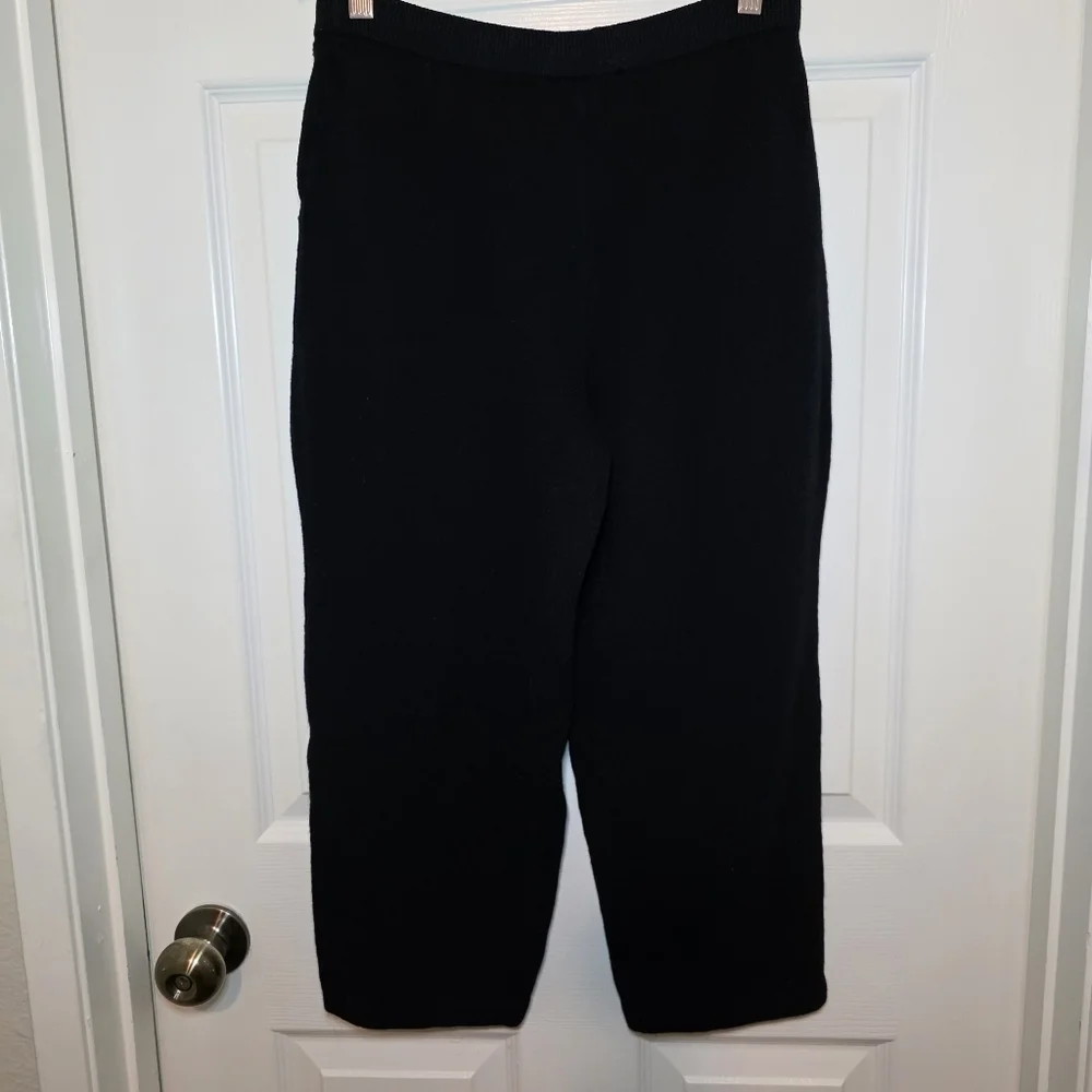 St John Santana Knit Straight Leg Crop High Waisted Pants Black Stretch Size 4 - Picture 5 of 11